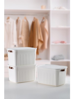 Beyaz Çok Amaçlı Düzenleyici Kutu Seti, 15 Lt, Kapaklı, Dekoratif ve Kullanışlı