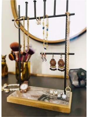 Şık Takı Düzenleyici, Takı Standı, Bileklik, Kolye ve Küpe Saklama Rafı Siyah