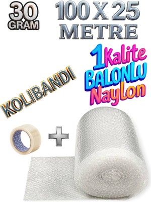 Hbnc ( 30 gr ) 100 cm x 25 Metre Balonlu Naylon Eşya Sarma Koruma Naylonu Patpat Ambalaj