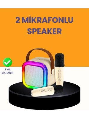 Çift Mikrofonlu Kompakt Karaoke Hoparlör - Uzun Pil Ömrü