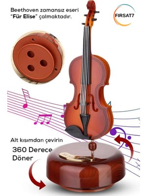 3 Model Dekoratif 360° Dönen Hareketli Keman Müzik Kutusu Sevgili Çocuklara Doğum Günü Ev Ofis Hediye