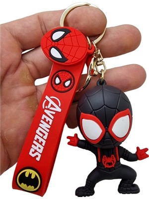 Black Spiderman Avangers Silikonlu 3D Anahtarlık Silikonlu Büyük Boy Çanta Süsü