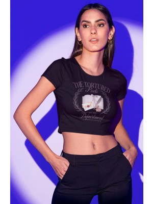The Tortured Poets Department Yazılı Crop Top, Kadın Taylor Swift Temalı Crop Bluz