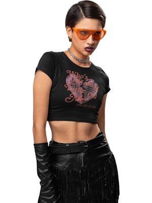 Who’s Afraid Of Little Old Me Yazılı Crop Top, Kadın Taylor Swift Temalı Crop Bluz