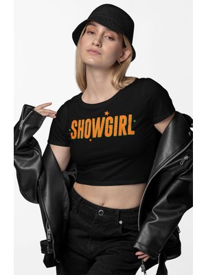 Showgirl Yazılı Crop Top, Kadın Taylor Swift Temalı Crop Bluz