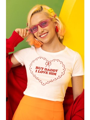 But Daddy I Love Him Yazılı Crop Top, Kadın Taylor Swift Temalı Crop Bluz