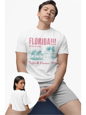 Unisex Florida Taylor And Florence Ttpd Baskılı Tişört, Oversize Taylor Swift Temalı T-Shirt