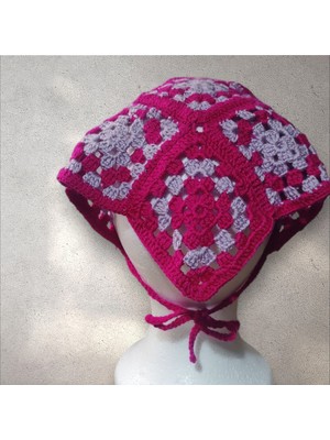 Motifli Retro Örgü Bandana
