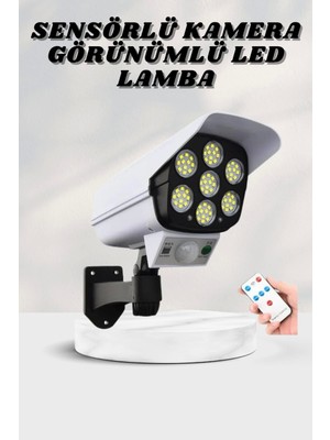 Solar Lamba Kamera Görünümlü Duvar Lambası Dönebilen Bahçe Aydınlatması