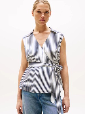 Th WW0WW45884 Vıs Twıll Ns Wrap Top Kadın Gömlek
