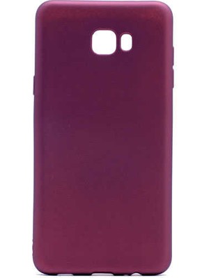 noktaks - Samsung Galaxy C7 Pro - Kılıf Mat Soft Premier Silikon Kapak - Mürdüm - T1617