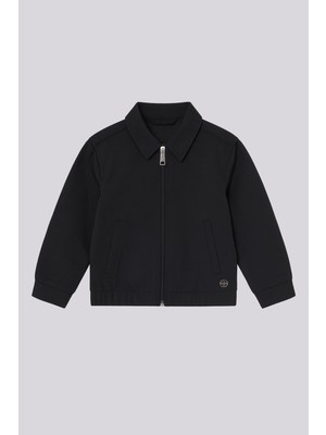 Guess Bg Store Kız Çocuk Siyah Ceket %100 Polyester Klasik Kalıp Gömlek Yaka Özellikli