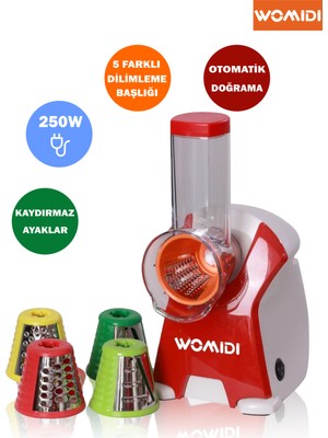 Womidi 5'i 1 Arada Otomatik Doğrayıcı ve Dilimleyici Makine- Rende - Salata Makinesi