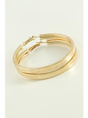 Kare Baklava Desenli Halka Küpe 5,5 cm