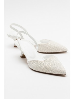 Luvi Over Beyaz Tüvit Sivri Burun Kısa Topuklu Kadın Ayakkabı