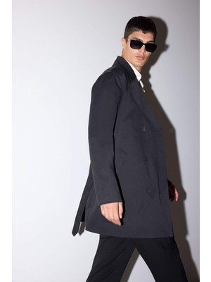 DeFacto Slim Fit Dar Kesim Astarlı Düğmeli Cepli Kemerli Mevsimlik Baharlık Trençkot D5528AX25AU