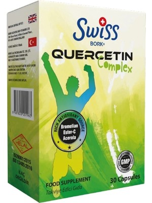 Swiss Bork Quercetin Complex 30 Kapsül – Ester-C ve Bromelain Destekli & Antioksidan Formül
