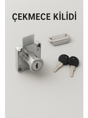 Metal Çekmece ve Dolap Kilidi - 2 Anahtarlı Güvenli Kilit Mekanizması