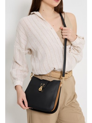 Morpelikan Kadın Kilit Kapamalı Üçbölmeli Çarpraz Askılı Omuz Çantası