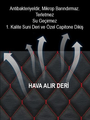Audi A1 Kumaş 2li Deri Kaplama Koltuk Minderi Siyah Kırmızı