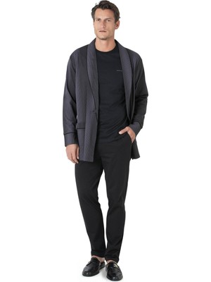 Çizgili Robdöşambr Penye Pijama Takımı 3'lü Çeyiz Seti 5635