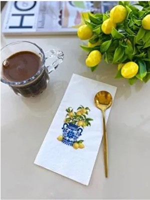 Busrasdesign Bleu Blanc Limon Sunum Peçetesi 16LI Renkli Desenli Parti Kullanımına Uygun
