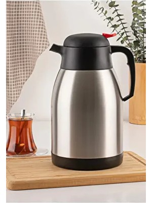 2 Litre Paslanmaz Çift Kat Çelik Termos Çay Termosu Evde Ofiste Kampta