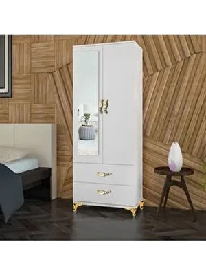 Gold 2 Kapı 2 Çekmeceli Aynalı Gardırop