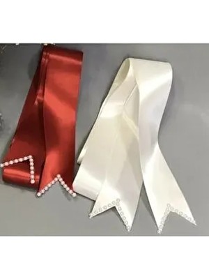 Kırmızı Beyaz Incili Takı Kurdelesi Gelin Damat Düğün Kına Gecesi Malzemesi – Magnet, Hediyelik, Sü