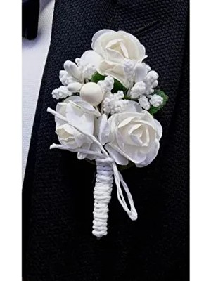 Beyaz Yaka Çiçeği ( 10LU Paket ) Damat Yaka Çiçeği-Sağdıç Yaka Çiçeği-Damat ve Arkadaşları Çiçeği