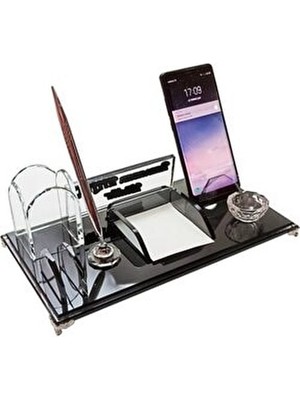 Mert Reklam Kristal Masaüstü Kalemlik Ofis Makam Hediyesi 16 x 27 cm Avukat Doktor Yönetici İsimliği