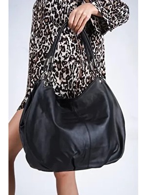 Kadın Siyah Yumuşak Deri Kol Omuz Çantası