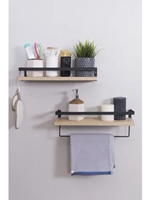 Milonsa 2'li Dekoratif Banyo Rafı Metal Havluluk Çok Amaçlı Sabunluk Düzenleyici Şık Tasarım