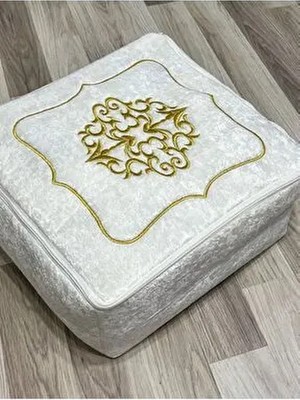 Çeyizlik Kadife Gold Işlemeli Krem Bohça 40X35 cm Nişan Gelin Damat Hurcu