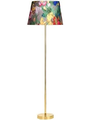 Conic Gold Kaplama Paslanmaz Metal Tek Ayaklı Lambader - Violet Desenli