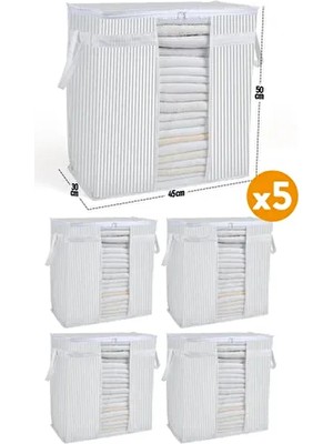 Esti 5 Adet Gri Renkli Pencereli Saklama Çantası 50 x 45 x 30 cm Pratik Özelliklerle