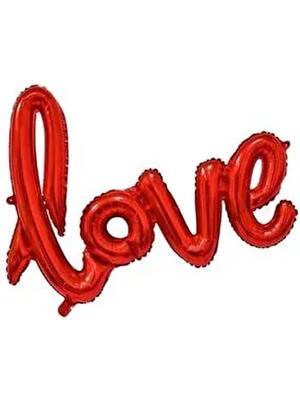 Folyo Balon Love El Yazılı Helyum Balon Kırmızı Renk