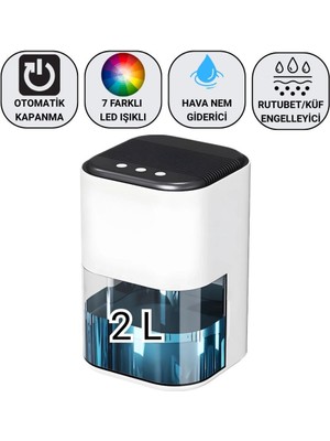 Coofbe 2000ML Işıklı Banyo Mutfak Dolap Nem Alma Cihazı Mantar Rutubet Nem Küf Önleyici Dehumidifer