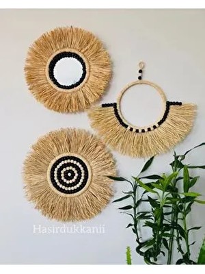 Rafya 3 Lu Set Siyah Boncuklu