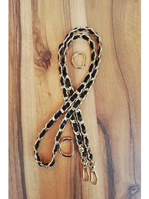 Nildenhobim Kadın Suni Derili Metal Çanta Zincir Seti 115 cm Uzunluk Altın Renk ve Desenli Tasarım