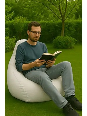 Pufumo Suni Deri Armut Koltuk Beyaz Ergonomik Yapı ile Salon ve Oda Kullanımına Uygun