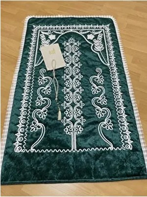 Kadife Yeşil Seccade 3 Parça Çeyizlik Bohça Gelin Damat Seti