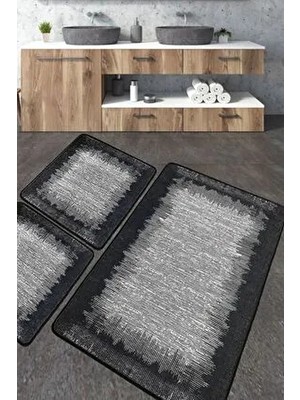 Chilai Home Esper 3'lü Set Yıkanabilir Kaymaz Banyo Halısı Renkli Soyut Desenli Polyester Kumaş
