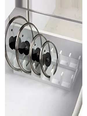 Gondol Plastik 6 Bölmeli Dolap Içi Tencere Kapak Düzenleyici G-234. - Plastik