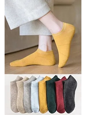 8 Çift Kadın Renkli Koyu Renkli Patik Çorap