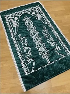 Yeşil Kadife Çeyizlik Gelin Seti Seccadesi