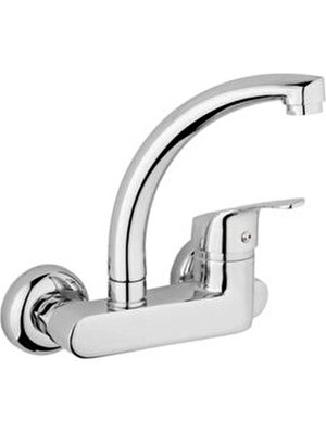 Armatür Dünyası Duvardan Döner Borulu Mutfak Evye Aplike Pirinç Kaplama Modern Stil