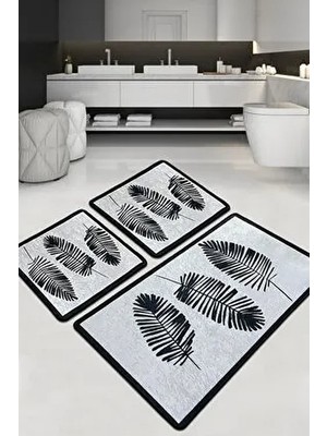 Chilai Home Hoja Djtbanyo 3'lü Set Renkli Polyester Banyo Halısı Soyut Desen ile Şık Tasarım