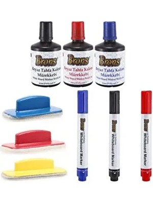 Beyaz Tahta Yazı Seti - Mürekkep + Kalem + Silgi