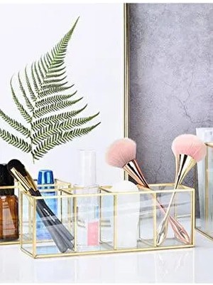 Cam Gold Dört Bölmeli Makyaj Fırçalık Organizer